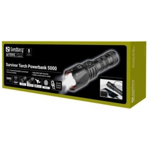 Sandberg Powerbank Solaire 16000 MAh - Chargeur Portable Étanche IP67, Ports USB-C Et USB-A, Lampe De Poche, Pour Randonnée Et Camping